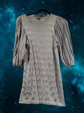 A/X Armani Exchange Beige Striped Puff-Sleeve Top